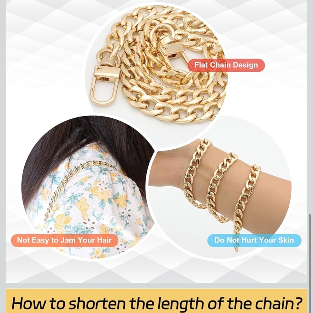 Gold Bag Chain Strap - High Quality Replacement Strap - Picture 4 of 7